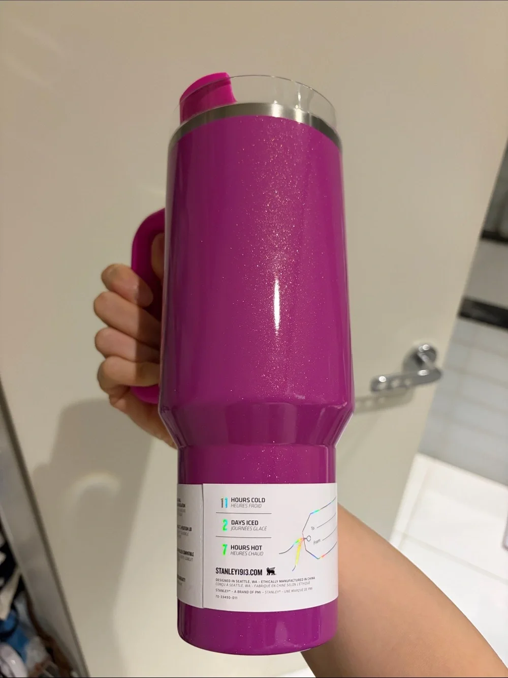 Stanley Sparkling Hot Pink Insulated Tumbler with Handle 40Oz - Picture 4 of 5